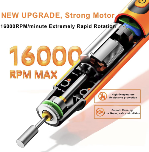 This mini handheld digital electric grinder features six precise speed adjustments and digital display visualization. It is equipped with Type-C fast charging and LED light, and comes with a full range of grinding accessories. With its pen-like portable design, it is an efficient tool for home DIY, model making, and fine maintenance. Make every polishing process full of a sense of control, and inject unlimited possibilities into home repairs and handicraft creations.