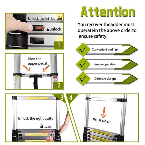Thickened aluminum alloy telescopic ladder, household portable folding L-shaped ladder, engineering lifting straight ladder, safety lock and anti-slip stability, multi-functional dual-purpose climbing ladder, one-click contraction for easy storage, indoor decoration cleaning and outdoor work special ladder, strong load-bearing and long service life, in line with national safety standards, the preferred portable climbing tool for renters and construction workers.