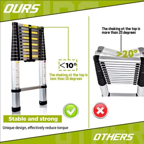 Thickened aluminum alloy telescopic ladder, household portable folding L-shaped ladder, engineering lifting straight ladder, safety lock and anti-slip stability, multi-functional dual-purpose climbing ladder, one-click contraction for easy storage, indoor decoration cleaning and outdoor work special ladder, strong load-bearing and long service life, in line with national safety standards, the preferred portable climbing tool for renters and construction workers.