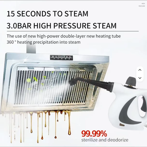 This high-temperature and high-pressure steam cleaner can produce 3.0Bar high-pressure steam within 15 seconds, achieving 99.99% sterilization and mite removal. It can quickly dissolve kitchen grease and stubborn stains in bathrooms. With a multi-accessory set, it can handle all-round cleaning in the house. It uses physical cleaning without leaving any chemical residue, making it an efficient and powerful tool for deep cleaning at home.