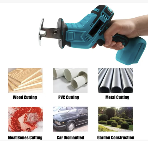 This rechargeable household reciprocating saw has a long battery life with 2 batteries and 1 charging port. It is compatible with 8 types of saw blades for cutting various materials, and the speed control is precise. It is wireless and portable, with a lightweight and non-slip body, powerful engine. It can be used for home decoration, outdoor logging, and garden trimming. It is an all-round cutting tool for both home and outdoor use.