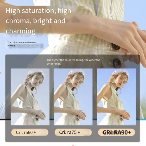 This 10-inch square LED spotlight features a four-leaf diffuser for precise light control and three color temperatures with adjustable brightness. It has high color rendering ability to accurately reproduce true colors. Paired with a 2.1-meter stable tripod, it can be used both on the ground and on a desktop. It is suitable for various scenarios such as live streaming makeup, photography, and video recording. It is a professional lighting tool for both live streaming and creative purposes.