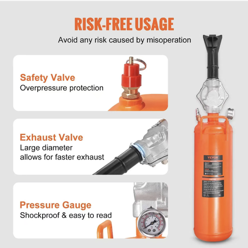 This tire blowout sealing high-pressure inflation cylinder features a large-capacity high-pressure instant sealing vacuum tire. It is precisely controlled by a pressure gauge for safe pressure regulation. It is compatible with all vehicle models including motorcycles, cars, and light trucks. The thick tank body is explosion-proof and durable. It is portable and easy to carry. It is a professional and efficient tool for repairing tires and providing emergency inflation for car owners.
