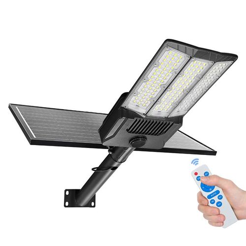 Indoor, commercial or universal solar outdoor lamps, with ultra-bright LED and efficient photovoltaic panels, 4 intelligent modes adjustable, automatically lights up at dusk, fully illuminates upon human presence, easy to operate with remote control, waterproof and lightning-proof to withstand rain and snow, no need for installation or wiring, suitable for use in gardens, communities, factories, parking lots, etc.