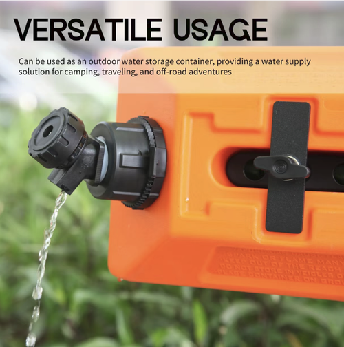 This 1.7-gallon outdoor camping spare oil tank is made of durable LLDPE material. It can hold oil and also serve as a shower water tank. It features upgraded double safety lock covers + anti-reflux valve for safety and no leakage. The portable hand-held design makes storage easy. It is an all-in-one outdoor supply tool for storing water and oil during camping and off-road travels. It enables you to have electricity and water at your disposal at any time.