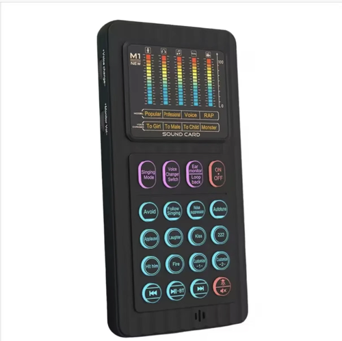 This handheld portable live sound card is compatible with both mobile phones and computers. It can trigger a large number of sound effects with just one click. It has Bluetooth wireless connection and is portable and easy to carry. It is compatible with multiple modes for various scenarios such as singing, live promotion, and live streaming. It has noise reduction and clear professional-grade sound quality. It is an all-in-one audio tool for both hosts and karaoke enthusiasts.