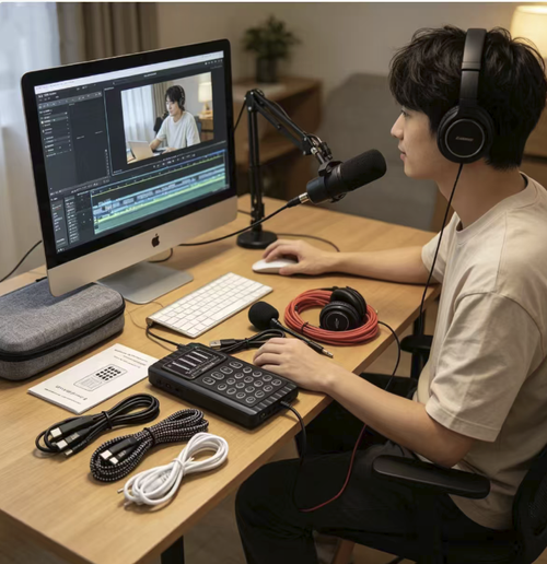 This handheld portable live sound card is compatible with both mobile phones and computers. It can trigger a large number of sound effects with just one click. It has Bluetooth wireless connection and is portable and easy to carry. It is compatible with multiple modes for various scenarios such as singing, live promotion, and live streaming. It has noise reduction and clear professional-grade sound quality. It is an all-in-one audio tool for both hosts and karaoke enthusiasts.