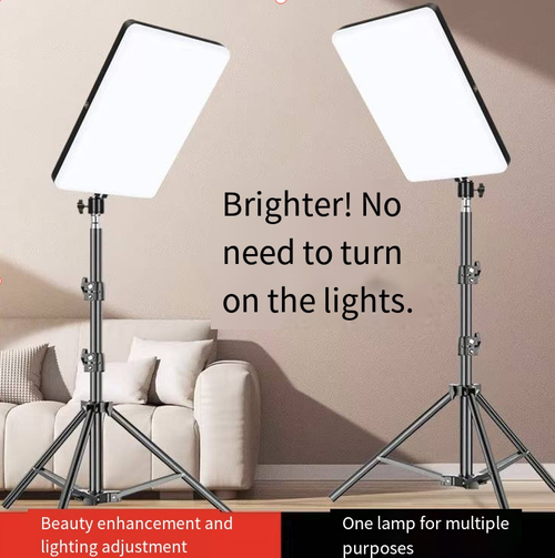 The G-1300W professional live streaming light features a 40×28CM large screen for even illumination, three-color temperature continuous dimming, and convenient remote control operation. The 210CM adjustable stand is suitable for various scenarios, accurately reproducing skin tones and product details. It is a professional lighting tool for live streamers and photographers, easily creating a high-definition live streaming room.