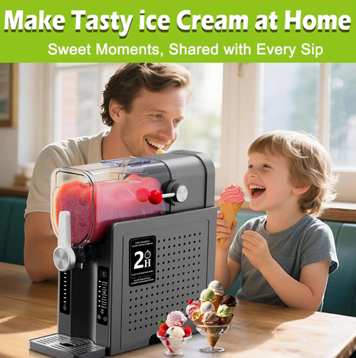 The household fully automatic snow melting machine can be operated with just one click to create smooth snow-melt ice cream and ice slush. It features automatic cleaning with no need for manual maintenance. The small size doesn't take up much space. This machine can be used for multiple purposes, such as making ice pulp juice and milkshakes. It is an all-in-one cold drink wonder for cooling off in summer and for family gatherings, allowing you to enjoy cold drinks with ease.