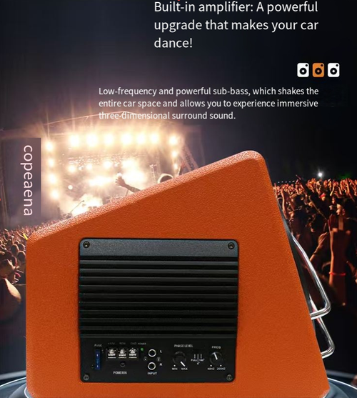 A 10-inch car subwoofer with a built-in high-power amplifier, featuring powerful and deep bass response. It also offers rich sound quality when paired with the tweeter. The lightweight cabinet saves space and comes with its own amplifier, making it easy to install. It is an excellent value product for upgrading car audio and Create a high-performance and cost-effective device that delivers powerful bass.