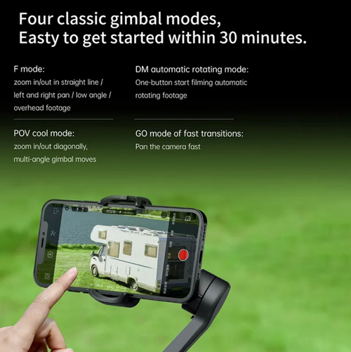 Three-axis mobile stabilizer, intelligent three-axis anti-shake function, AI face tracking, supports various shooting modes, foldable for portability and easy carrying, long battery life suitable for travel shooting, Vlog, live streaming and other scenarios, can easily capture smooth and stable movie-like images, it is an essential tool for mobile creative work. It is also an excellent assistant for enhancing the quality of videos.