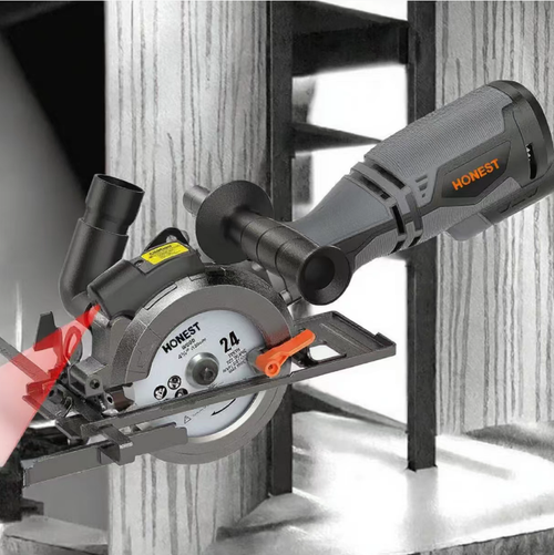 A small handheld electric circular saw, with powerful cutting force and smooth operation, can be used for cutting various materials such as wood, tiles, and metal. It is portable and easy to operate with one hand, equipped with a guide plate to assist in precise cutting. It also has multiple safety protections. It is an economical and high-performance cutting tool for woodworking DIY, household repairs, and construction work.