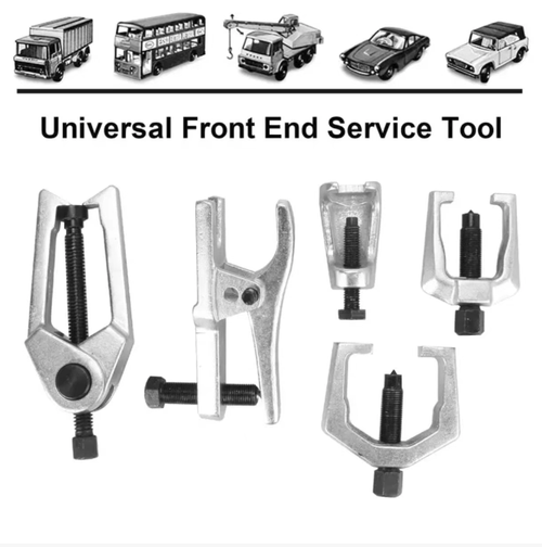 5-piece ball head removal tool set, suitable for disassembling ball heads of steering arms, tie rods and lower control arms. Made of high-strength alloy steel, it has a smooth bite without slipping. The force-saving screw design eliminates the need for violent hammering. The hard tool box provides convenient storage and portability. It is an efficient disassembly tool for automotive chassis maintenance.
