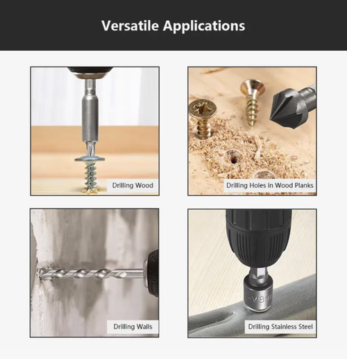 246-piece multi-functional drill bit set, including twist drills, woodworking flat drills, cement drills and screw bits, suitable for drilling through various materials such as wood, metal and cement. It covers all specifications, featuring high hardness materials that are durable. The hard tool box provides organized storage. It is an all-in-one cost-effective tool set for home decoration DIY and maintenance workers.