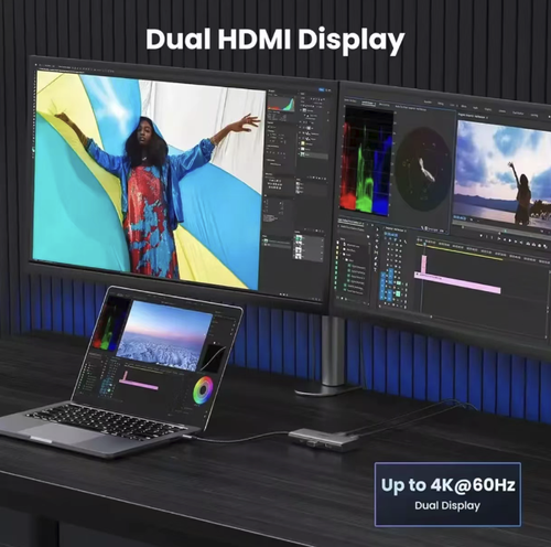 The Five-in-One Type-C Expansion Dock integrates USB3.0 splitter, 4K HDMI projection screen, and 100W PD fast charging functions. It is plug-and-play compatible with multiple systems and has an aluminum body that is portable and durable. It is an efficient office tool for light laptop users to solve the problem of interface anxiety. Make your notebook easily meet the diverse office needs in various scenarios.