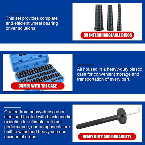 52-Piece Bearing Oil Seal Removal and Installation Tool Kit, Universal Wheel Hub Bearing Press Puller Set, Professional Automotive Repair Tools for Bearing Extraction, Installation, Bushing Pressing, Oil Seal Replacement and Suspension Maintenance, Heavy Duty Steel Construction, Wide Compatibility with Most Cars, SUVs and Light Trucks, Complete Mechanic Tool Set for Garage, Workshop and Daily Vehicle Repair and Maintenance Work, Easy to Use and Store
