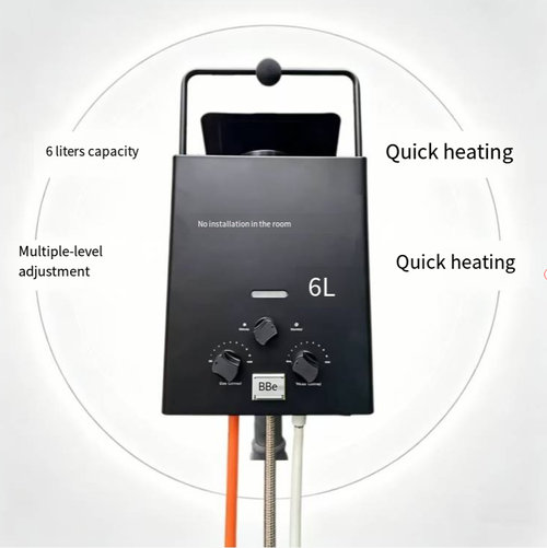 This 6L outdoor portable gas water heater does not require indoor installation. It has a portable design for easy carrying. Gas-driven without the need for electricity connection. It has a 6L large flow rate and constant temperature water output. Winter and summer modes are adjustable. The dual knobs provide precise temperature control. It is suitable for camping, RVs, and other scenarios, allowing you to enjoy free hot water outdoors.