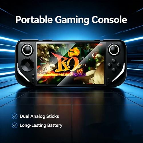 Retro E6 Handheld Game Console, 5-inch full-fit HD screen, Android system, supports PSP, arcade and other classic games. Esports-level buttons for smooth control, two-player mode available. Ultra-slim, compact and highly portable, easy to carry in pocket. Perfect for commute, business trip, travel and outdoor entertainment. Built-in big battery, also works as power bank. Lightweight & portable, long battery life, all-in-one retro gaming console for on-the-go play.