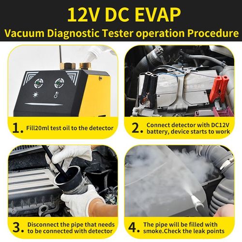 Automotive Smoke Leak Detector, Engine Intake Leak Tester, Exhaust Pipe & Pipeline Leak Test Tool. Detects leaks in intake system, exhaust pipe, vacuum line, fuel line and sealed interfaces. Visual smoke leak detection, no disassembly needed, quickly and accurately locates leaks, improves repair efficiency. Easy to operate, suitable for repair shops, 4S stores, tuning shops and personal use, professional auto testing tool, cross-border supply.