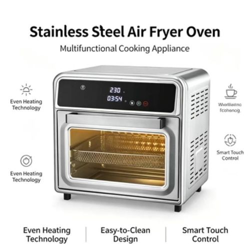Guangrong 20L Stainless Steel Air Fryer Oven for Home, Multifunctional 2-in-1 Electric Oven. Oil-free air frying with hot air circulation, intelligent precise temperature control, double-layer racks. Visible window for real-time monitoring, all-in-one for frying, baking, roasting and grilling. Stainless steel body is durable and easy to clean, safe, energy-saving and simple to operate, ideal for home use, baking, barbecue and healthy light meals.