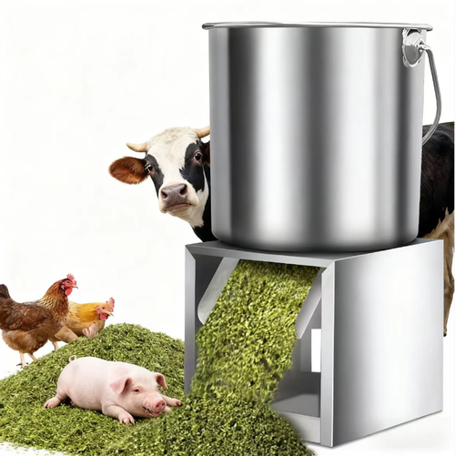 This household multi-functional stainless steel grinder can quickly chop vegetable feed, suitable for both the feeding scenarios for poultry farming and the preparation of dishes in the kitchen. It is compatible with both the feeding for chickens and the preparation of dishes in the kitchen. Made of stainless steel, it is durable, easy to clean, runs stably and safely, and is an efficient and effortless tool for household farming and kitchen dish preparation.
