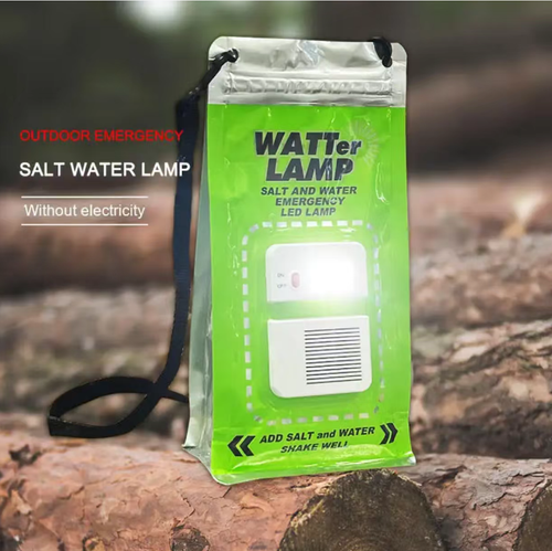 Portable saltwater-powered emergency light. No batteries required. Just add saltwater and the LED light bulb will light up. Safe, environmentally friendly, and emission-free. Compact and portable, it can be hung. Waterproof and durable. Suitable for outdoor camping and power outage emergency situations. It provides reliable lighting in critical moments. It can handle unexpected power outages and situations without electricity in the outdoors with ease.