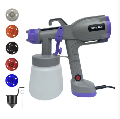 This plug-in electric spray gun is equipped with 5 adjustable nozzles, suitable for various paints and scenarios. It has powerful power and uniform atomization, ensuring efficient spraying and reducing brush marks. The ergonomic grip is comfortable to hold, and it can be disassembled for easy cleaning. It is a practical spray painting tool for home decoration and DIY. It can easily achieve professional-level spraying effects.