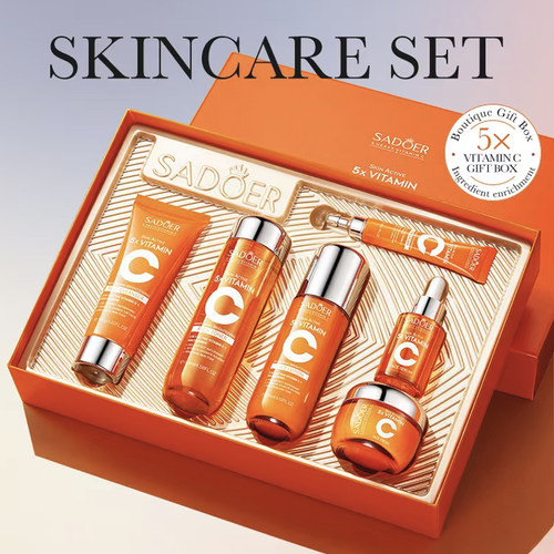 The Five-Dimensional C Brightening Skin Care Set includes six items: facial cleanser, water, essence, lotion, cream, and eye cream. It uses a highly active vitamin C formula to improve dullness, brighten the skin tone, and provide both moisturizing and repair benefits. The texture is refreshing and easily absorbed. The gift box is beautifully designed and suitable for both personal use and as a gift.