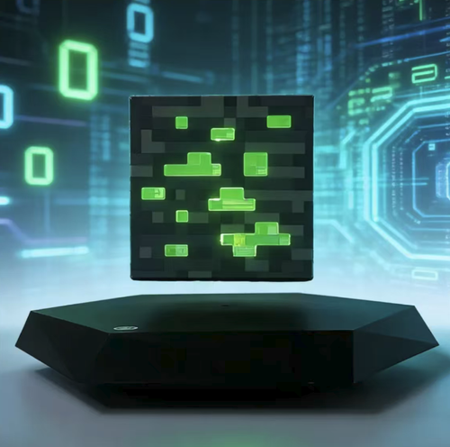 Magnetic levitation mineral lamp set, recreating the mineral pixel design from Minecraft. With a magnetic levitation base, it can be stably suspended and rotate. When lit, it looks like glowing minerals. The soft light can be used as a night light. It also has the functions of desktop decoration and ambient lighting. It is a creative collectible item for gaming enthusiasts. Inject game elements and a sense of technology into the space.