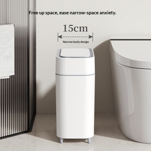 Smart Sensor Trash Can, Wall Mounted Automatic Touchless Induction Waste Bin, Slim Narrow Gap Household Garbage Bin, Waterproof Dustproof Silent Waste Container, Hands-Free Hygienic Rubbish Bin, Space-Saving Anti-Odor Dustbin, Durable Practical Home Waste Storage Bin, Suitable for Bathroom, Toilet, Kitchen, Living Room, Indoor Household Daily Sanitation, Wall Hanging Trash Can for Family Daily Waste Sorting and Storage