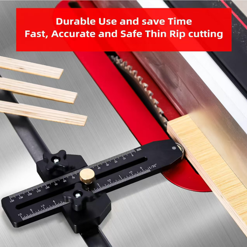 Aluminum alloy roller-type cutting limit support with metric and imperial dual-scale ruler. Roller can be smoothly adjusted. Multiple knobs for locking and no movement. Oxidized anti-rust body is sturdy and durable. Compatible with table saws and upside-down saws. Precise positioning for sheet cutting. Efficient and worry-free for batch woodworking processing. Effectively reduces cutting errors and improves the regularity of the finished products.