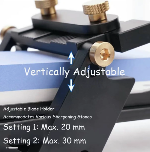 The alloy fixed-angle knife sharpener features a straight track and adjustable locking mechanism for precise angle adjustment. It ensures smooth and accurate grinding without damaging the blade. It comes with a pair of double-sided grinding stones of 400 mesh and 1000 mesh, suitable for roughing out chipped edges and fine polishing the blade surface. The bottom has a non-slip base for stability, and comes with a hexagonal wrench. Even beginners can easily sharpen a sharp and uniform blade edge.