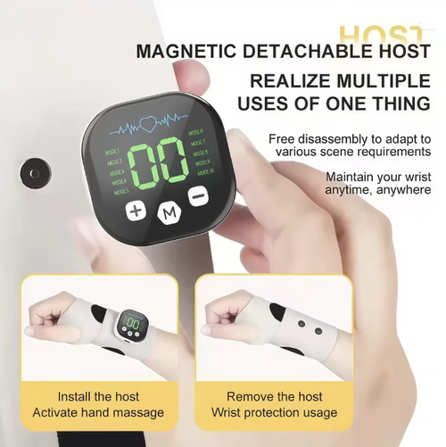 EMS Pulse Wrist Massage Bracelet: This product offers multiple modes and multiple settings for pulse therapy, which can relieve the soreness in the wrist. The elastic band can be adjusted to fit various wrist sizes. The high-definition digital display makes the operation convenient. It is lightweight, breathable, and does not cause skin irritation. It has a long battery life and is suitable for both men and women. It effectively alleviates symptoms such as mouse hand and wrist strain.