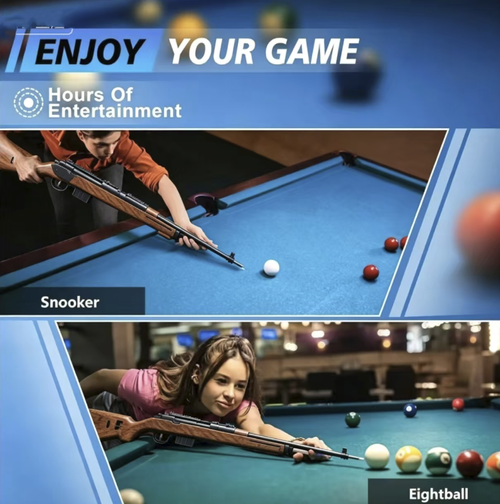 125cm wooden grain automatic ejection billiard cue, suitable for children and short people. It has an easy-to-operate ejection mechanism and no need for strenuous swinging. The arc-shaped non-slip grip is safe for hands. The long and short versions can stabilize the ball hitting on various home billiard tables. It is a practical and enjoyable entertainment tool for family members to play together and enjoy the table games at home.