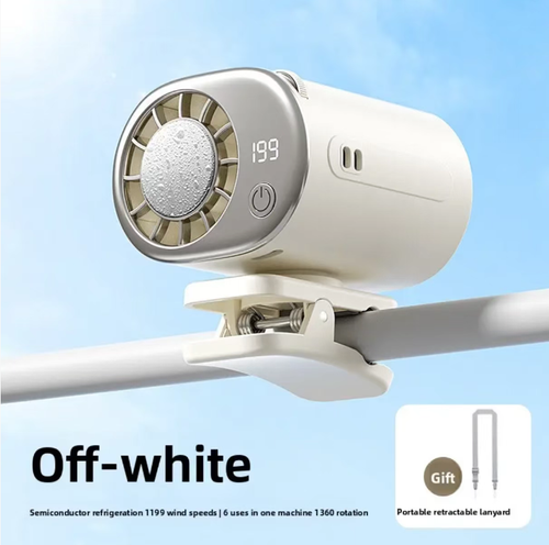 The semiconductor cooling fan with 199 levels of variable speed offers a smooth and refreshing high-speed airflow. It is equipped with a digital display for one-touch operation. The fan can be placed in three ways: hanging, standing upright, or lying flat. The swivel head can freely adjust the angle. The built-in rechargeable battery supports fast charging. The device is compact, quiet and portable, suitable for various scenarios such as desktop, baby carriage, camping and vehicle use.