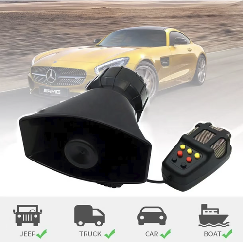12V seven-tone car alarm horn, compatible with motorcycles, cars and electric vehicles. Seven types of warning sounds can be switched at once. A handheld microphone allows real-time shouting. The large speaker has an extremely loud volume with strong penetration power. It is waterproof and shock-resistant. It comes with a fixed bracket and the wiring is simple. It is specially designed for modifying warning devices on patrol and freight vehicles.