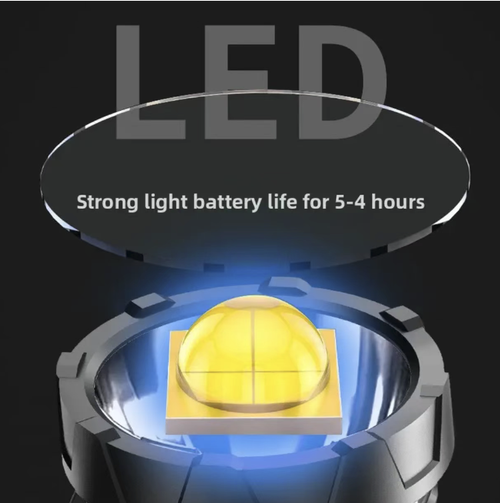 LED high-intensity handheld spotlight, with a large focused cup for long-distance bright projection, multiple lighting adjustment settings. Comes with built-in solar power supply, supports USB reverse charging for mobile phones, has a non-slip, shock-resistant and waterproof body. Suitable for outdoor patrol, fishing, household use and emergency situations. Long battery life to meet all-day lighting needs.