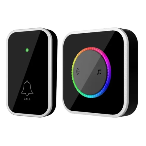 Wireless waterproof split doorbell. Outdoor buttons are rainproof and can be pasted without drilling holes. The indoor main unit has a colorful atmosphere light. Multiple ring tones and adjustable volume settings are available. Stable long-distance transmission through walls. Direct plug-in power supply without wiring. Suitable for residential, commercial, elderly care rooms. Dual sound and light alerts ensure no missed visitors.