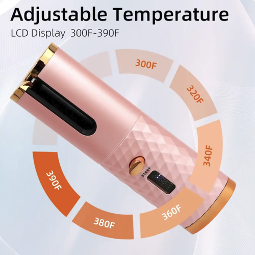 Wireless fully automatic negative ion curling iron, ceramic constant-temperature hair care, multiple temperature control settings. Automatically curls without manual operation. Type-C charging is portable and unrestricted. Comes with a comb, hair clips and storage bag. Equipped with an automatic power-off protection function. Easily creates wool curls and big waves. Suitable for both at home and when traveling.