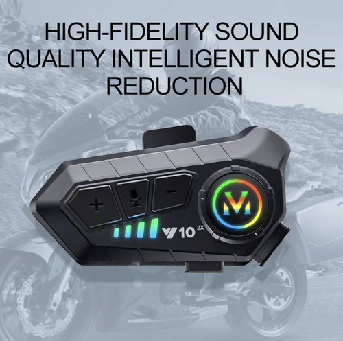 Bluetooth motorcycle helmet earphones compatible with both half and full helmets, featuring dual installation options—internal and external. Equipped with noise-canceling microphones for clear calls while riding, IP-rated waterproof design to withstand rainy weather, and RGB ambient lighting for enhanced visibility at night. Long battery life with Type-C fast charging, hands-free button control, ideal for food delivery riders, motorcyclists, and those needing music and navigation on the go.