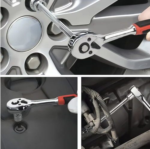 32-piece set of small ratchet socket repair tools. The high-carbon steel sockets are wear-resistant and do not slip easily. The double-action ratchet wrench can efficiently tighten screws in narrow spaces. Combined with the extension rod universal joint, it is suitable for various scenarios. The complete set comes with a storage box that is shock-resistant and portable, making it convenient for vehicle maintenance, as well as for disassembling and assembling household appliances and furniture.
