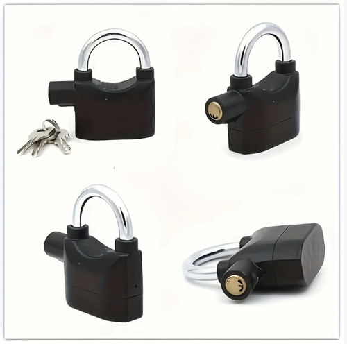 U-shaped vibration alarm lock, with thickened metal lock frame. It triggers a high-decibel alarm upon being tampered with or shaken. It can be opened with a mechanical key. It is suitable for outdoor use and is suitable for protecting electric vehicles, motorcycles, gateways, and storage cabinets. It belongs to an auxiliary security device and can serve as a warning and deterrent. It is recommended to be used in conjunction with other anti-theft methods.
