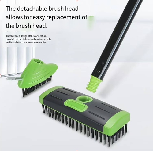 Three-in-one long-handled weed remover brush. The long handle can be segmented and connected to adjust the length, and the brush head can be freely replaced. The weed remover can clear weeds in the gaps of floor tiles, while the hard bristle brush can scrub moss and dirt. It is easy to disassemble and store. It is suitable for cleaning the gaps of courtyard stone paths and terraces, reducing the need to bend over and meeting the daily cleaning requirements of outdoor gardening.