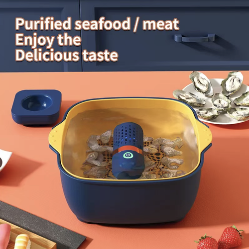 Wireless capsule fruit and vegetable cleaning purifier, supports wireless charging, and the waterproof body can work directly in water. One-click start, suitable for soaking and purifying fruits, vegetables, and meat ingredients. Compact in size, easy to store and carry. It is a food auxiliary purification device and cannot replace water rinsing. When using, avoid dry burning. Suitable for daily use in family kitchens.