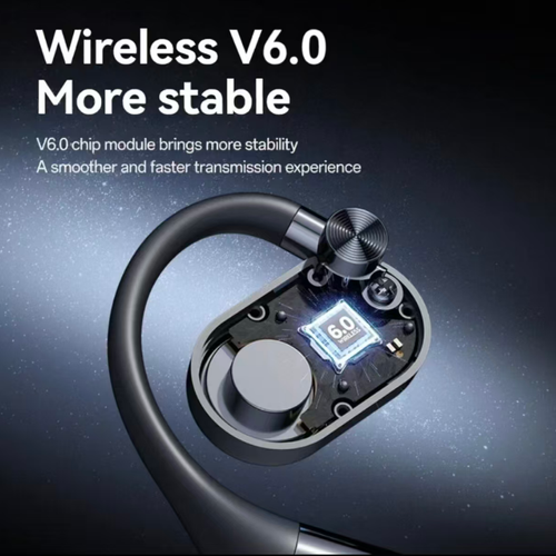 Over-ear open-type Bluetooth headphones, with non-inferior ear hooks design, allowing for the preservation of ambient sounds. Equipped with a digital display and large-capacity charging case, which can also serve as an emergency power bank. Bluetooth connection, supporting call cuts and song skips. The open design may cause sound leakage. The wearing experience varies from person to person. Suitable for sports, commuting, and office scenarios.