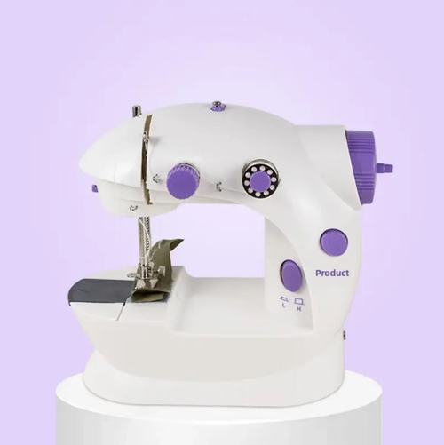 A household mini electric sewing machine, compact in size, with dual-thread and dual-speed adjustable function, pedal control, and built-in LED lighting. Comes with a complete set of sewing accessories. Suitable for patching thin fabric and DIY projects. Not suitable for thick and hard fabrics. For beginners, it is recommended to try sewing and adjusting the thread first to meet basic sewing needs at home.