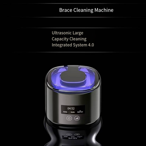 Ultrasonic dental appliance cleaner, with multiple speed settings and timer options, featuring a digital display screen and a transparent dust-proof cover. It uses ultrasonic vibration to clean the gaps of dental appliances, dentures, and retainers, removing residues. The operation is simple. It is only for daily auxiliary cleaning and does not equal medical disinfection. It needs to be used in conjunction with the correct maintenance method.