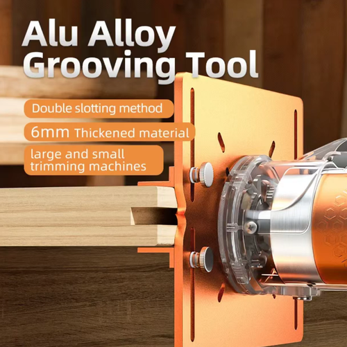 The aluminum alloy trimming machine has a double-sided bottom plate with a sloping design, which is suitable for trimming machines and large drum machines. It comes with a scale ruler and the double-sided support can be adjusted by sliding. The bottom plate has multiple slots for convenient locking and installation of the equipment, increasing the contact surface and ensuring smoother processing. Regularly clean the wood chips and store it in a dry environment.