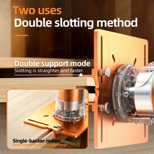 The aluminum alloy trimming machine has a double-sided bottom plate with a sloping design, which is suitable for trimming machines and large drum machines. It comes with a scale ruler and the double-sided support can be adjusted by sliding. The bottom plate has multiple slots for convenient locking and installation of the equipment, increasing the contact surface and ensuring smoother processing. Regularly clean the wood chips and store it in a dry environment.