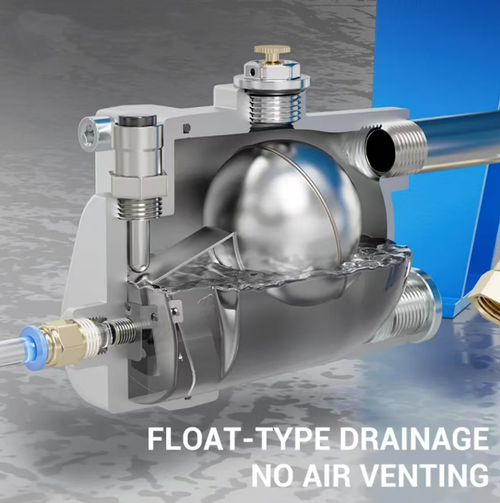 This pneumatic automatic drain device is designed to be compatible with the air compressor storage tank. It is driven by air pressure and does not require electricity connection. It automatically removes condensate water, reducing the need for manual operation. The metal casing is pressure-resistant and durable. It is equipped with a front filter to prevent impurities and reduce valve core jamming. It is suitable for various compressed air systems.